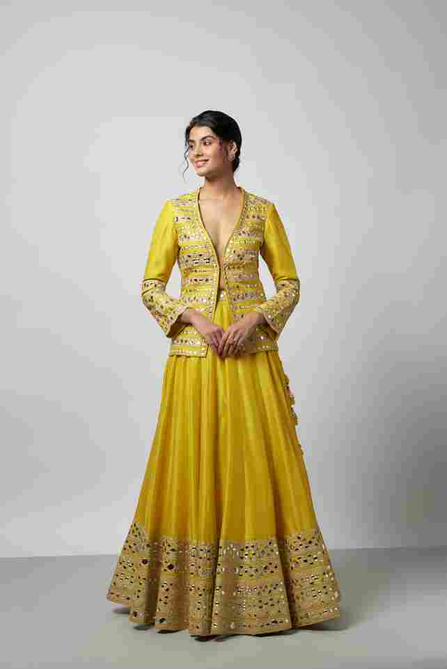 A model showcasing Omaira Lehenga Set by Gopi Vaid from Gopi Vaid's collection