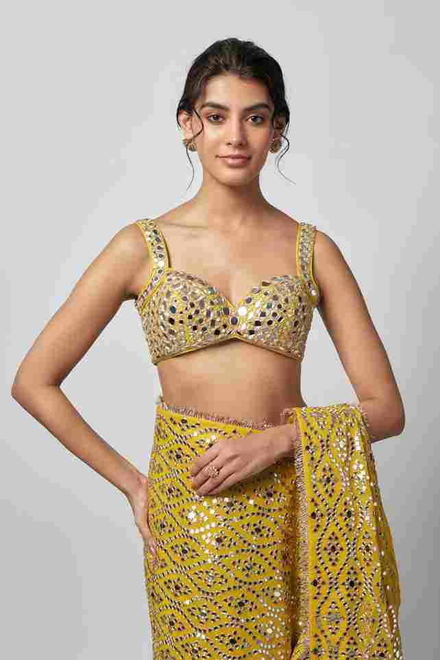 A model showcasing Nandana Saree Set by Gopi Vaid from Gopi Vaid's collection