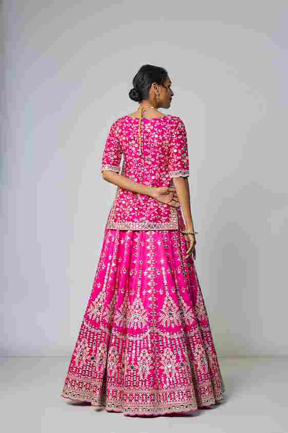 A model showcasing Abhirami Lehenga Set by Gopi Vaid from Gopi Vaid's collection