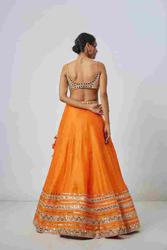 A model showcasing Janya Lehenga Set by Gopi Vaid from Gopi Vaid's collection A model showcasing Janya Lehenga Set by Gopi Vaid from Gopi Vaid's collection