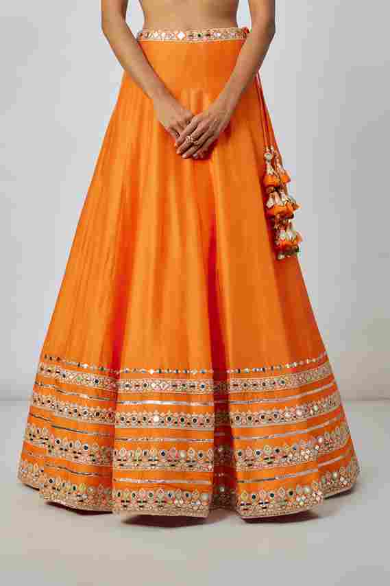 A model showcasing Janya Lehenga Set by Gopi Vaid from Gopi Vaid's collection A model showcasing Janya Lehenga Set by Gopi Vaid from Gopi Vaid's collection