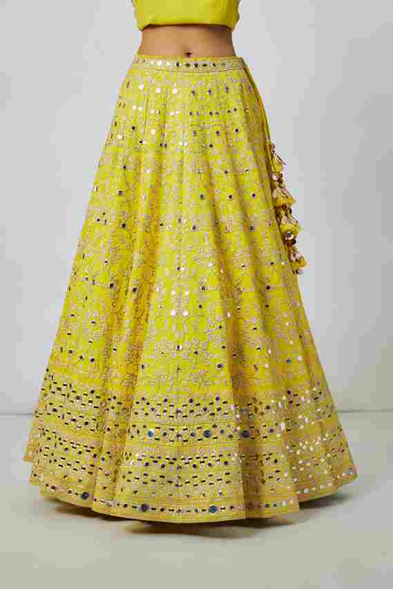 A model showcasing Tisya Lehenga Set by Gopi Vaid from Gopi Vaid's collection