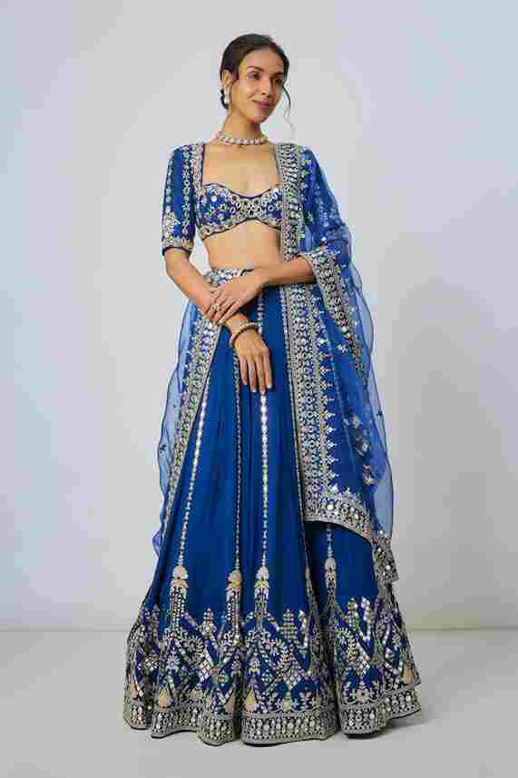 A model showcasing Ananya Lehenga Set by Gopi Vaid from Gopi Vaid's collection