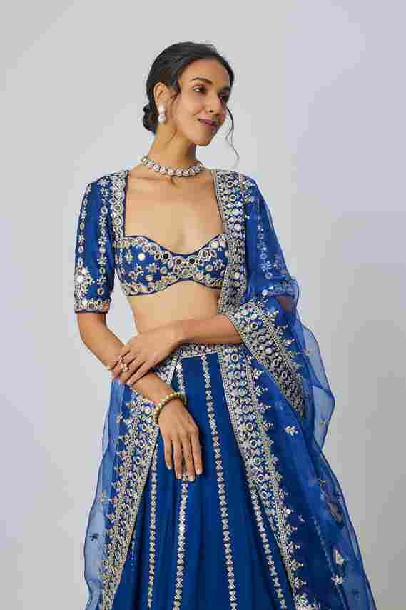 A model showcasing Ananya Lehenga Set by Gopi Vaid from Gopi Vaid's collection