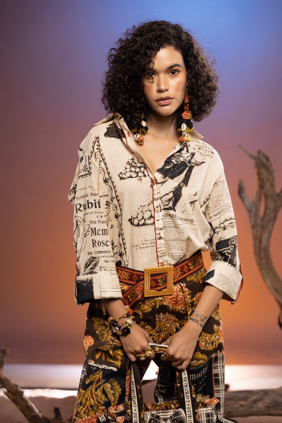 A model showcasing Ivory Cypress Shirt Feature image by Capisvirleo from Capisvirleo's collection