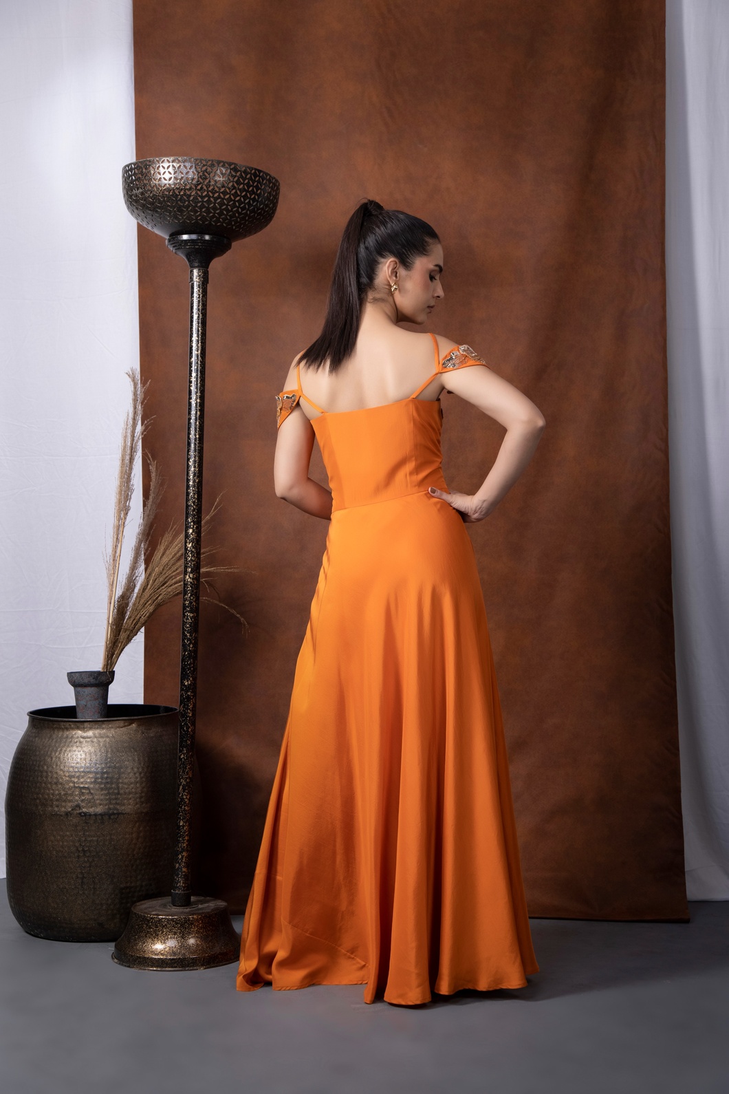A model showcasing Aura Gownstyle by Kanika Verma Couture from Kanika Verma Couture's collection A model showcasing Aura Gownstyle by Kanika Verma Couture from Kanika Verma Couture's collection