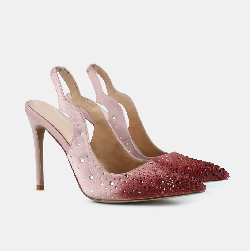 A model showcasing Embellished Pointed Toe Sling Back Pumps Feature image by Elleganti from Elleganti's collection
