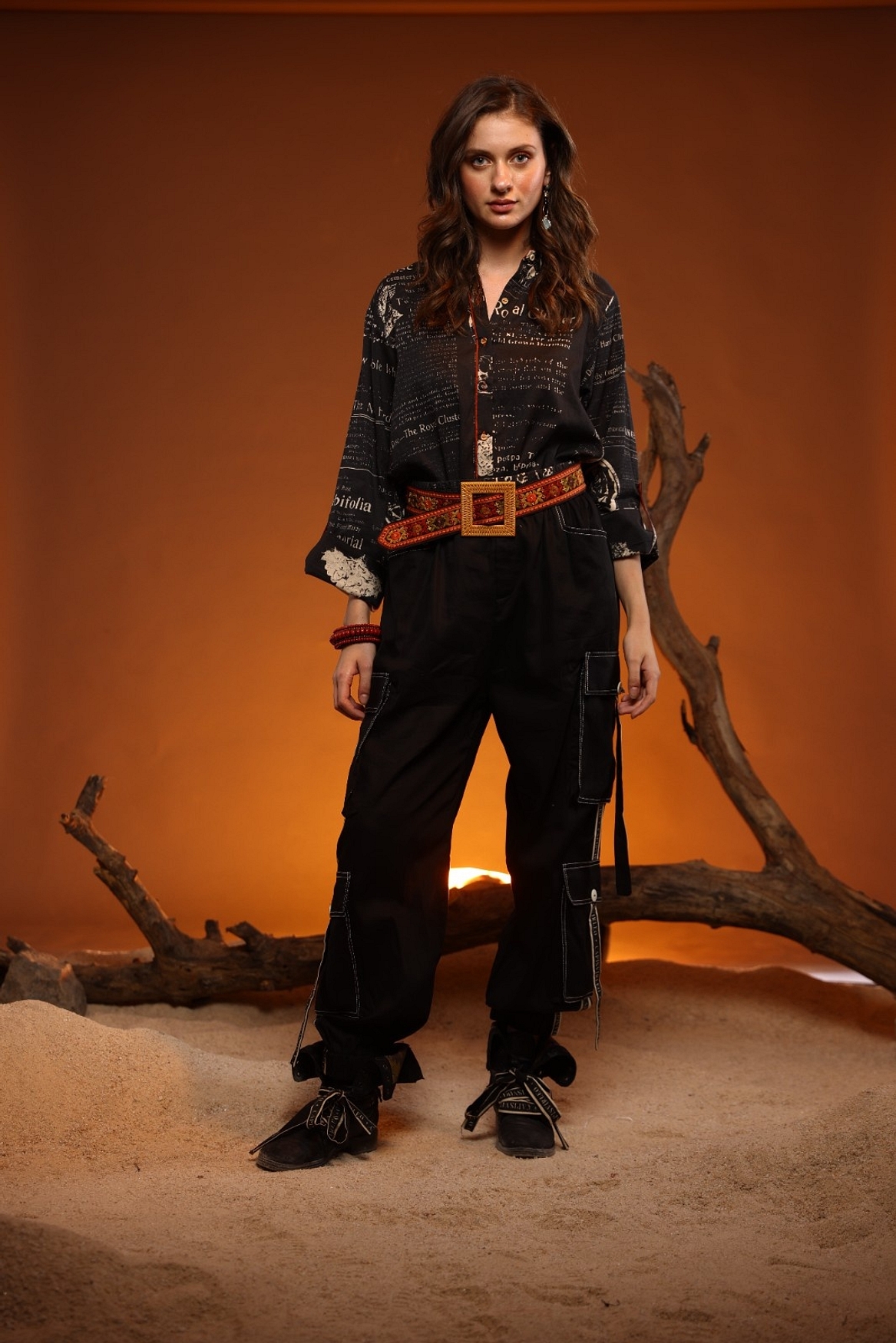 A model showcasing Black CYPRESS Shirt Feature image by Capisvirleo from Capisvirleo's collection