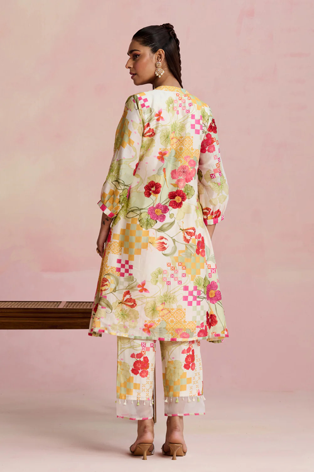 A model showcasing Viti Multi Kurta Suit by Nirvair from Nirvair's collection