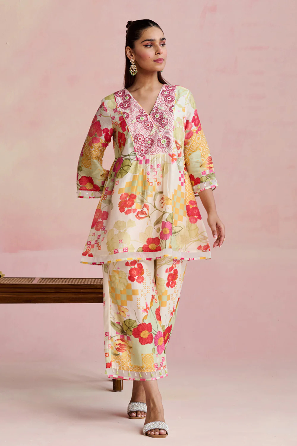 A model showcasing Pihu Short Kurta Set Feature image by Nirvair from Nirvair's collection