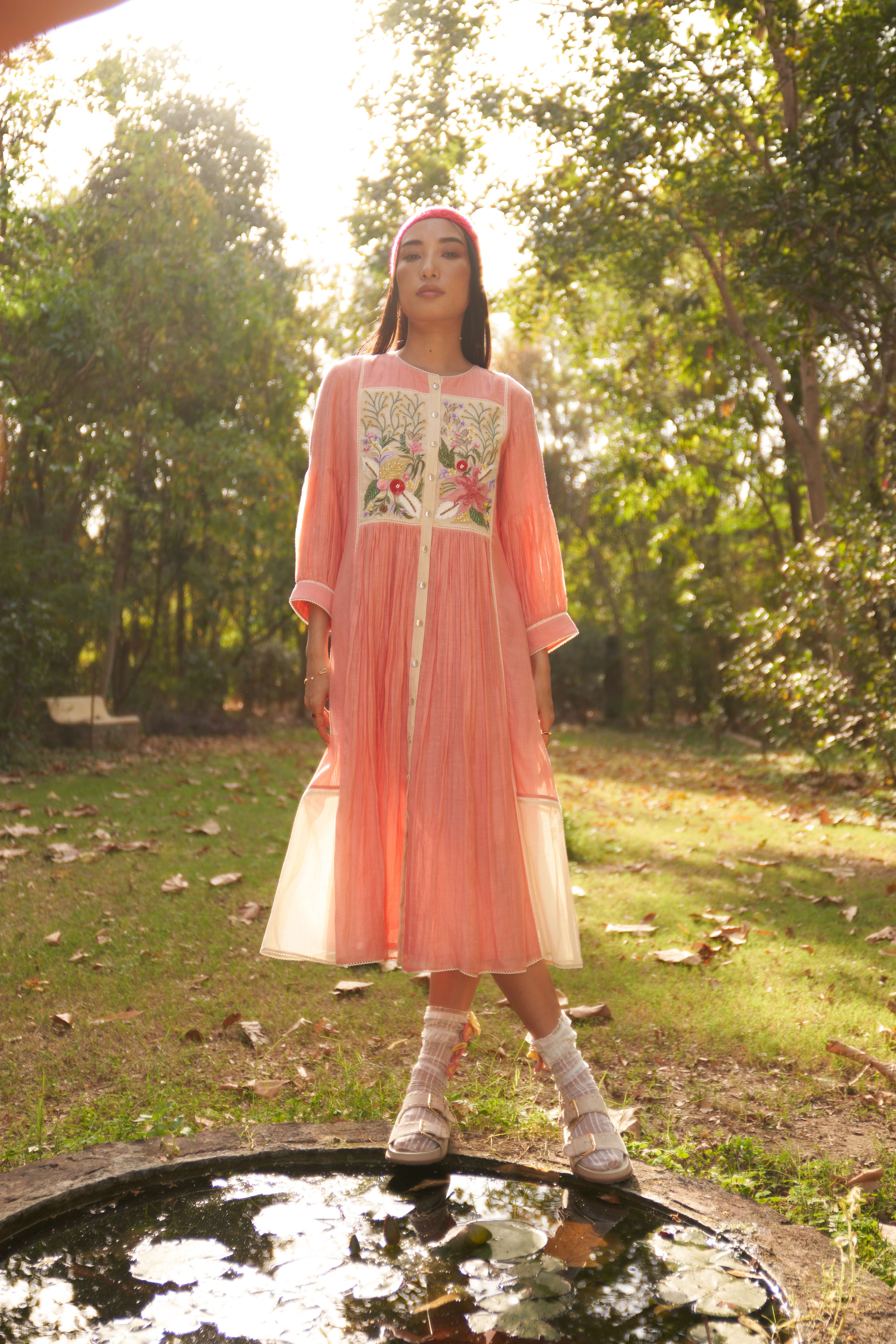 A model showcasing Jasmine Embroidered Dress Feature image by Nirvair from Nirvair's collection