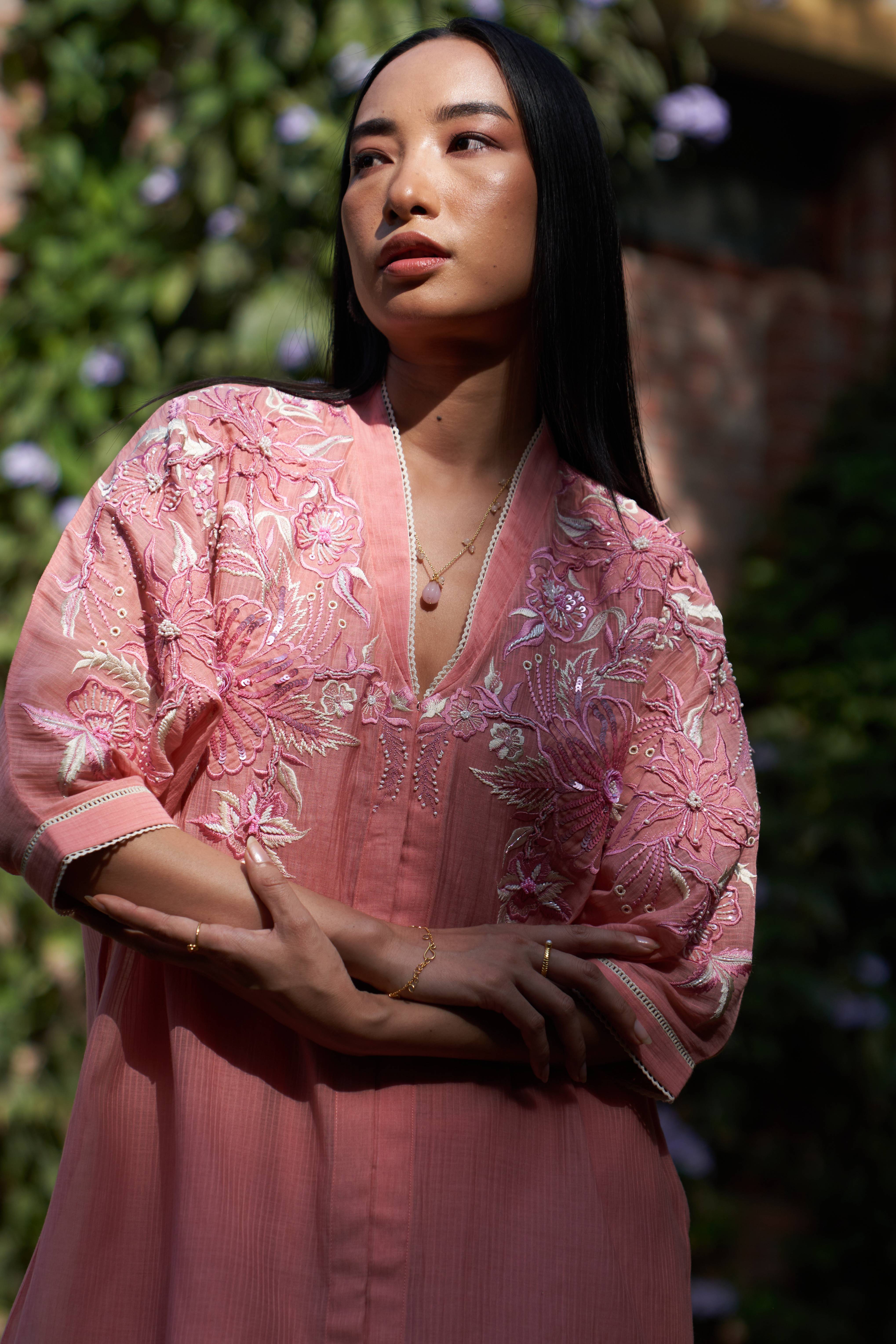 A model showcasing Rose Coord Set by Nirvair from Nirvair's collection