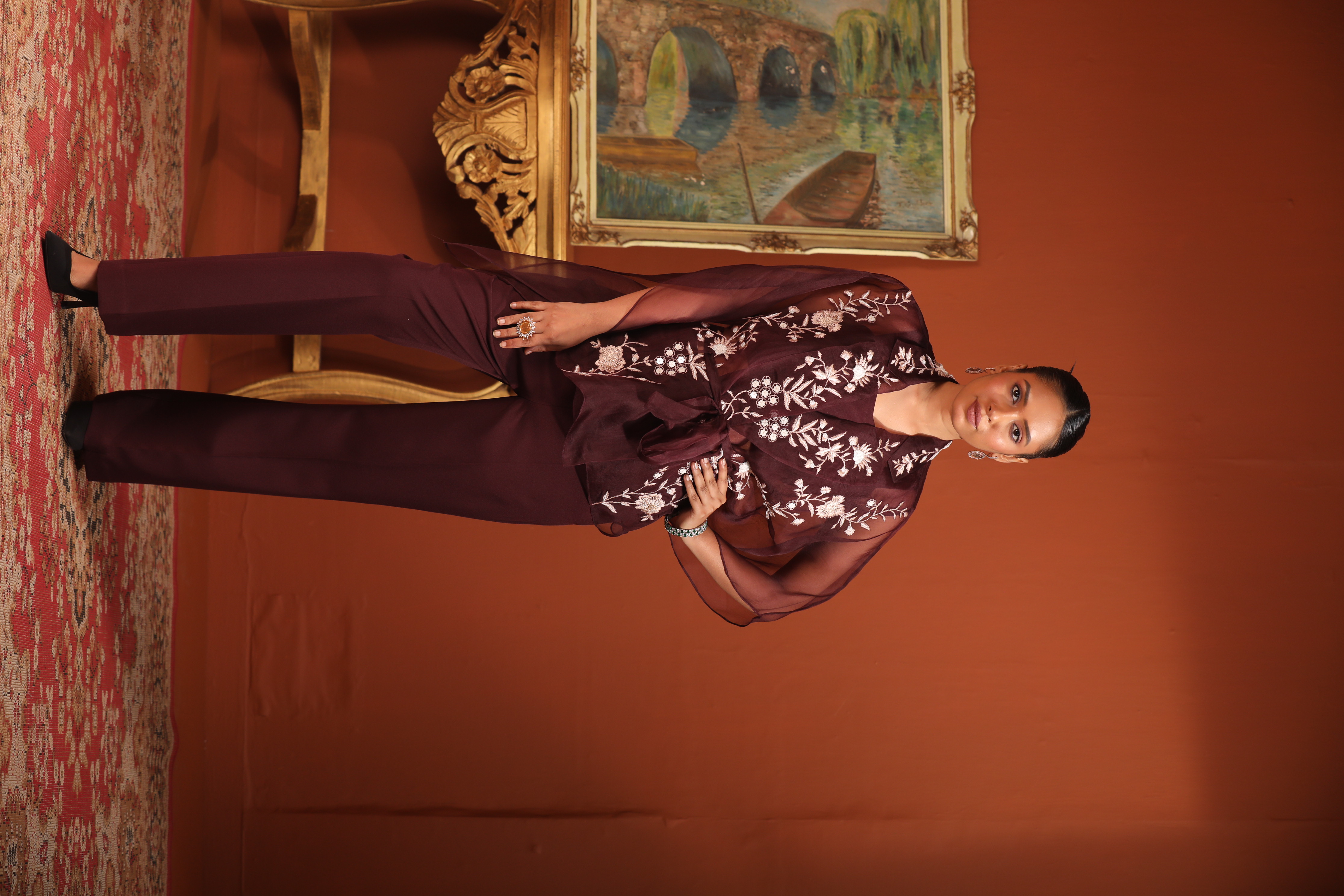 A model showcasing Kaftan Top With Bustier Pants Feature image by Mavish from Mavish's collection