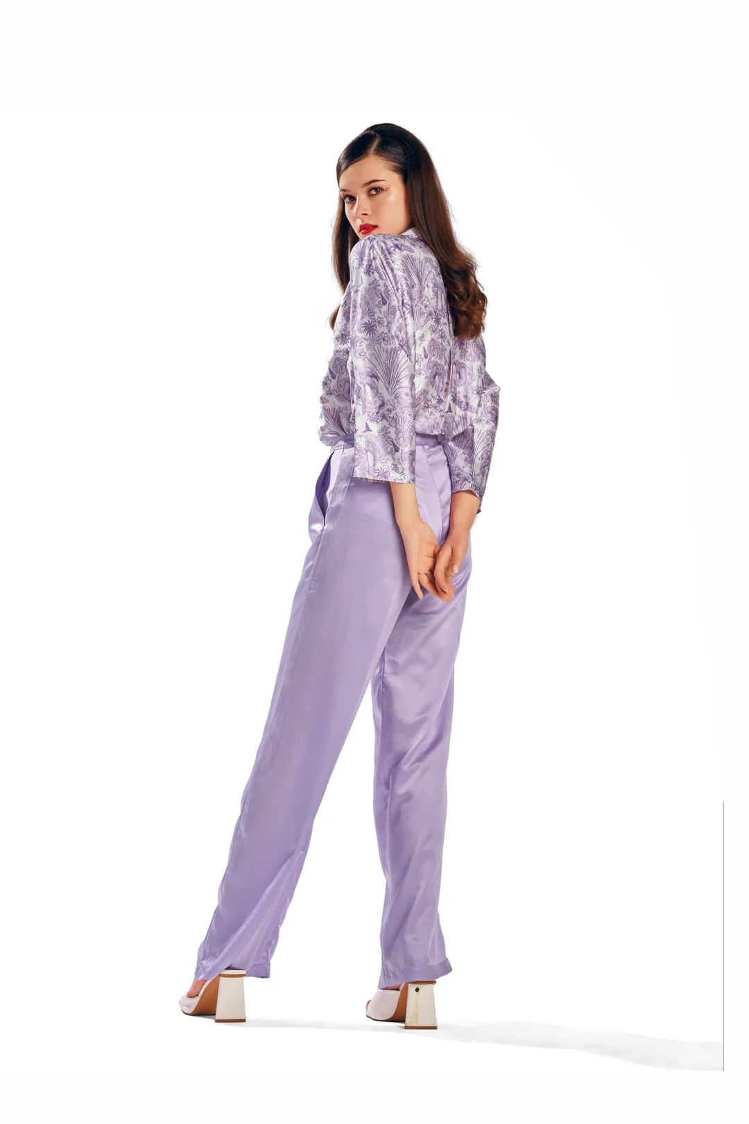 A model showcasing Anastasia Satin Coord Set by Zilaire from Zilaire's collection