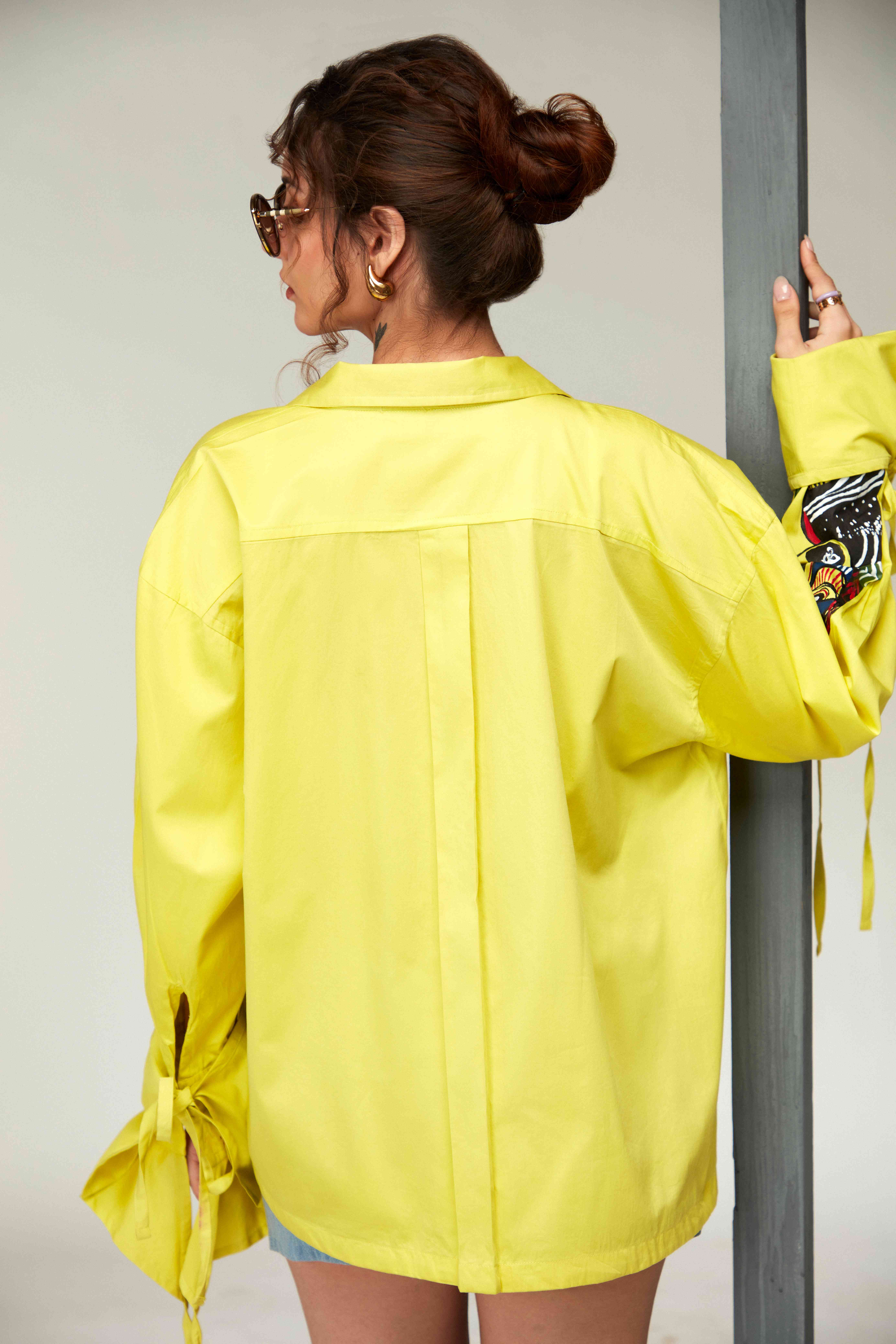 A model showcasing Bonny Yellow Heart Shirt by Zilaire from Zilaire's collection