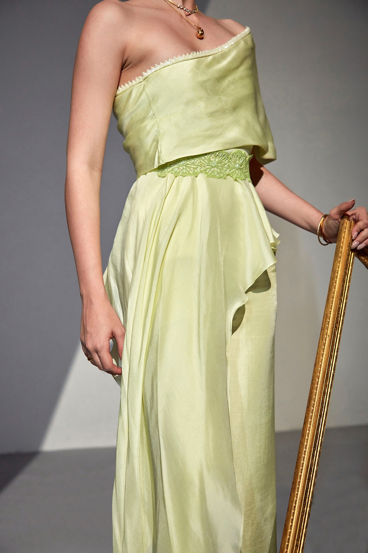 A model showcasing Myrtle Silk Coord Set by Zilaire from Zilaire's collection