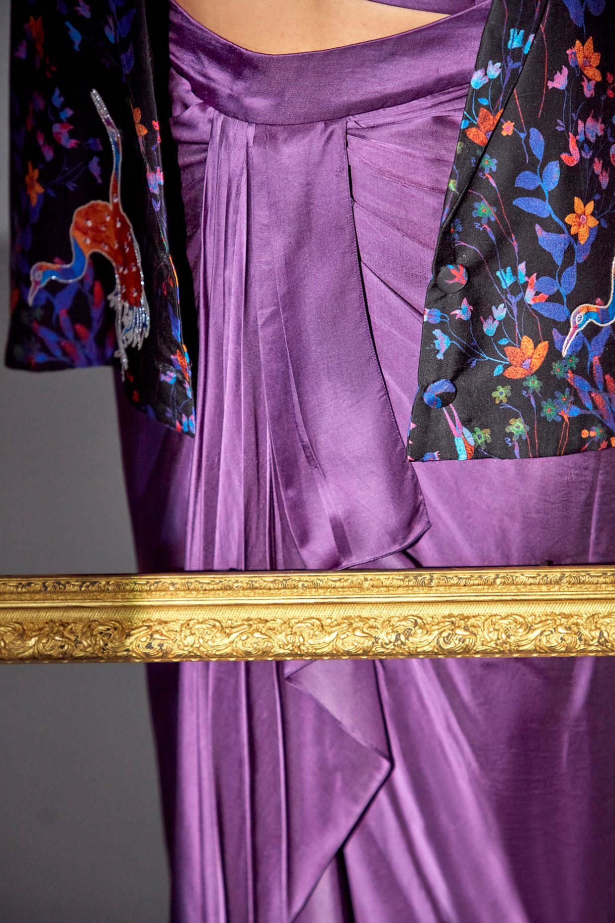 A model showcasing Miley Lagoon Satin Set by Zilaire from Zilaire's collection