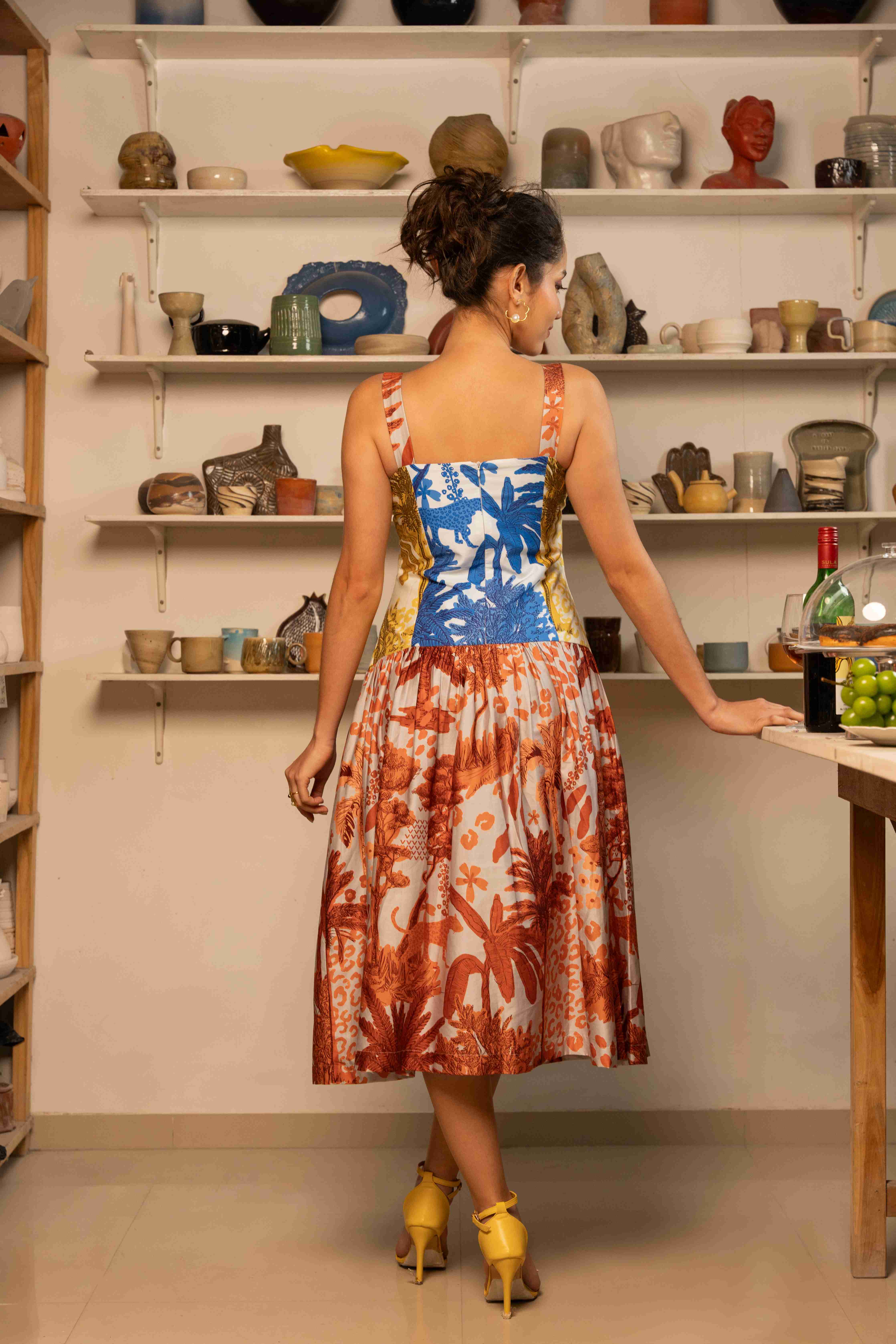 A model showcasing Siena Multicolour Dress by Zilaire from Zilaire's collection