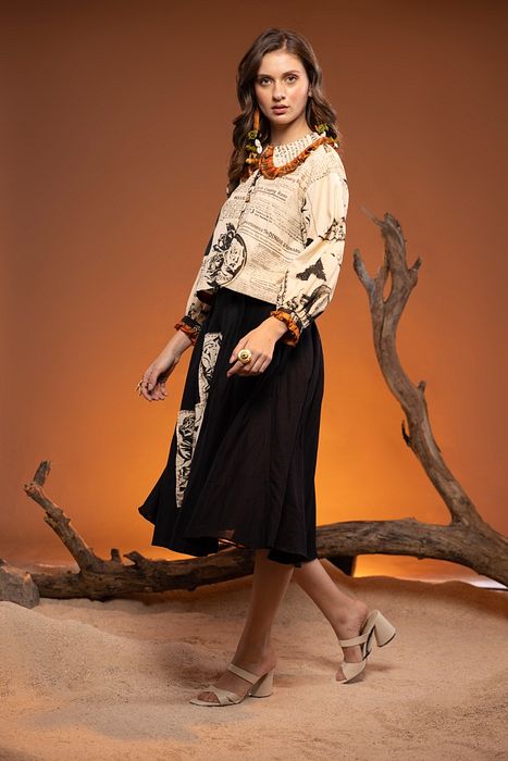 A model showcasing Black Maple Skirt by Capisvirleo from Capisvirleo's collection