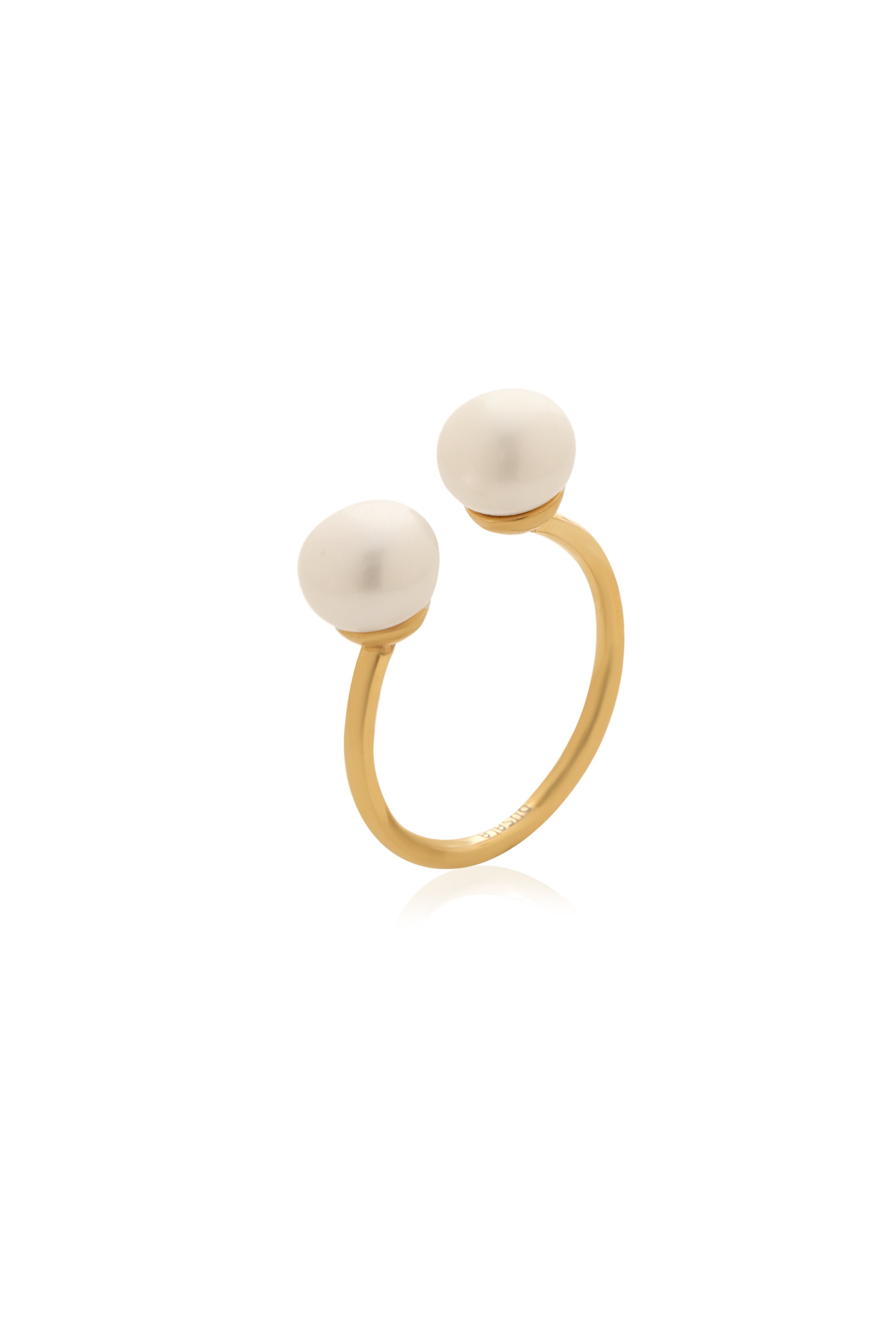 A model showcasing Gold Whisper Ring by Dusala from Dusala's collection A model showcasing Gold Whisper Ring by Dusala from Dusala's collection