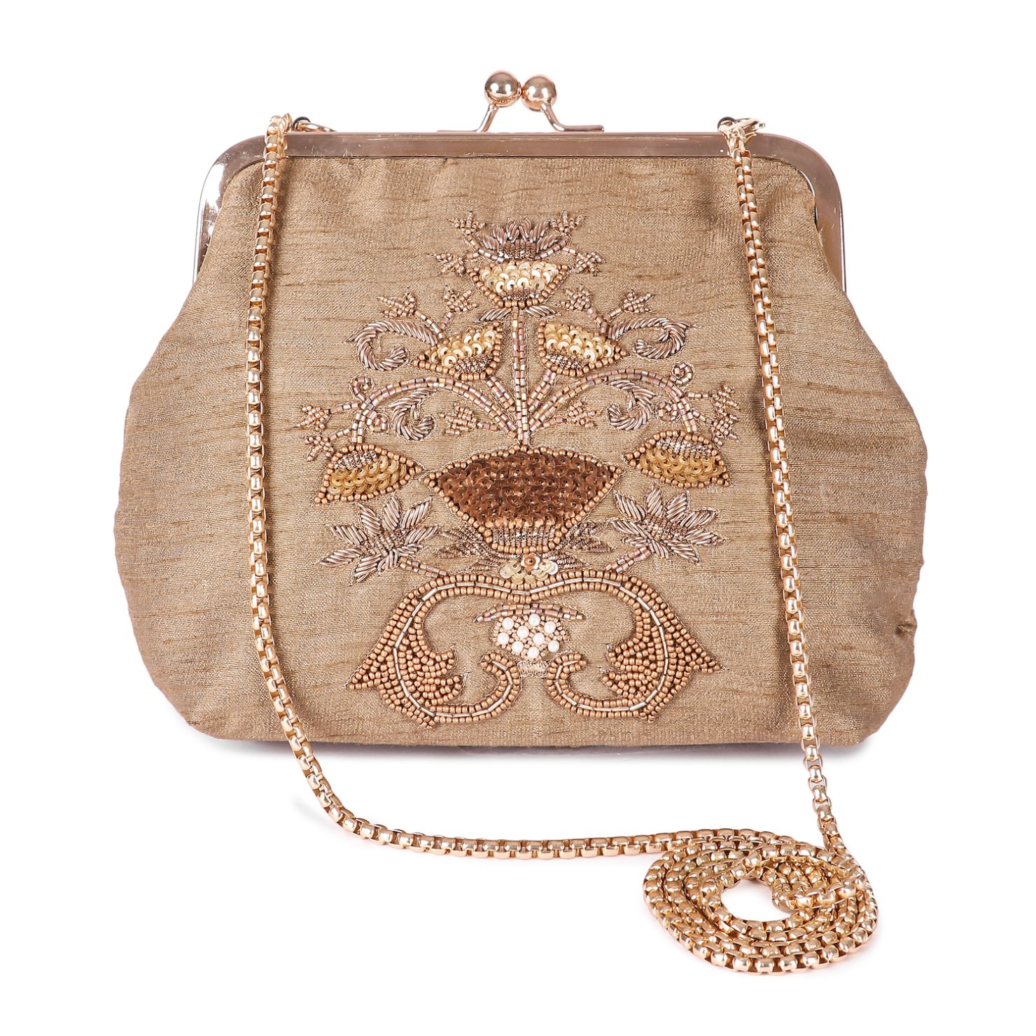 A model showcasing Sona Guldasta Clutch Feature image by The Purple Sack from The Purple Sack's collection