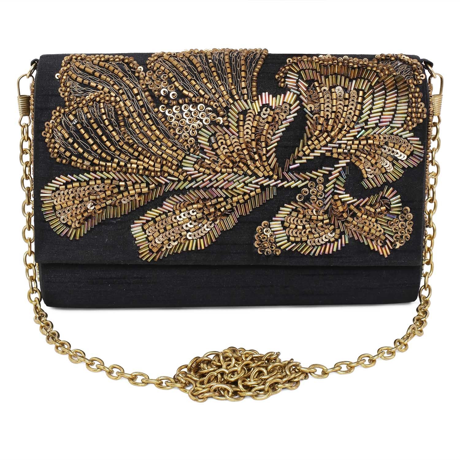 A model showcasing Blazing Black Clutch Feature image by The Purple Sack from The Purple Sack's collection