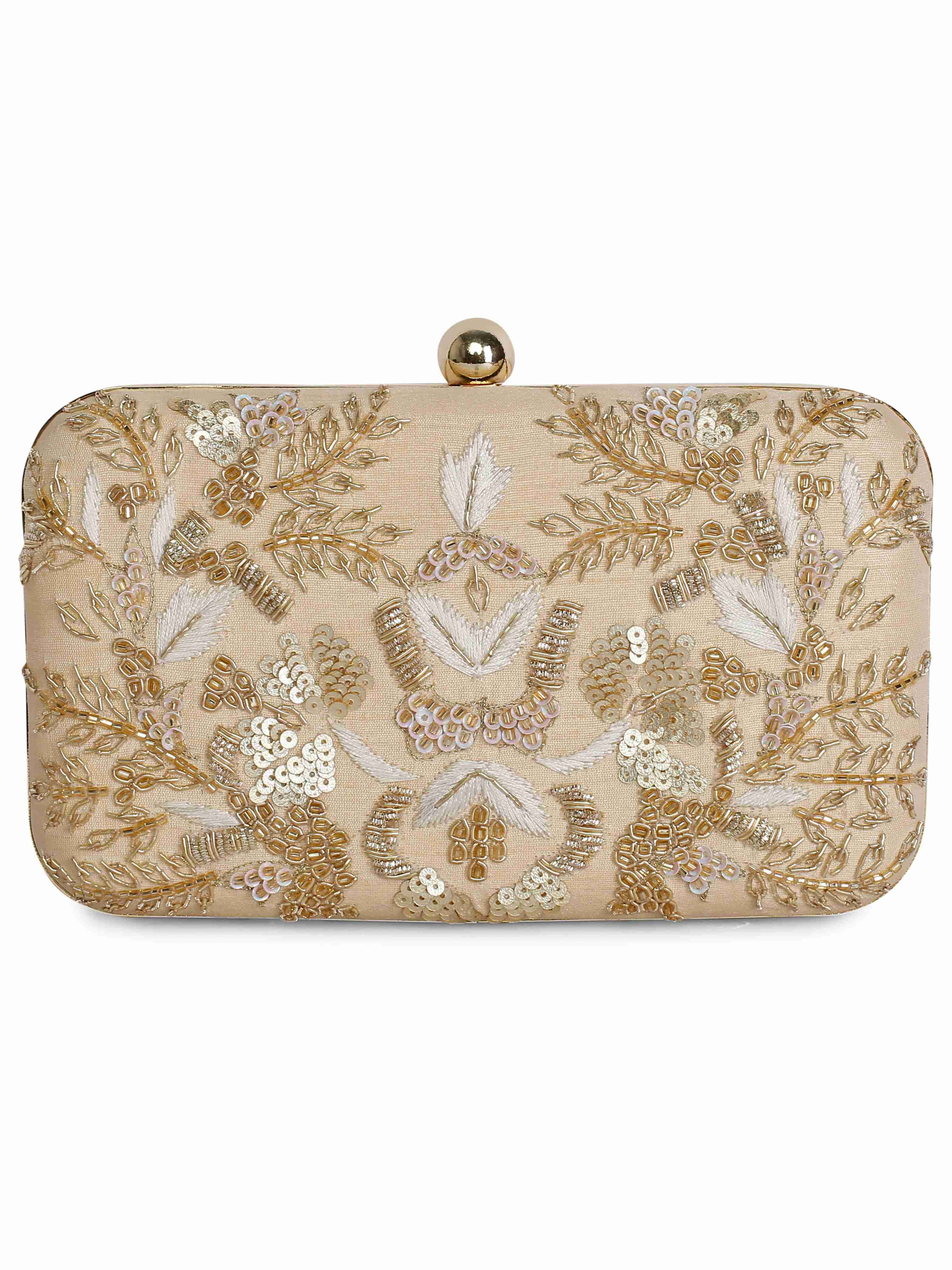 A model showcasing Offwhite Subtle Clutch Feature image by The Purple Sack from The Purple Sack's collection