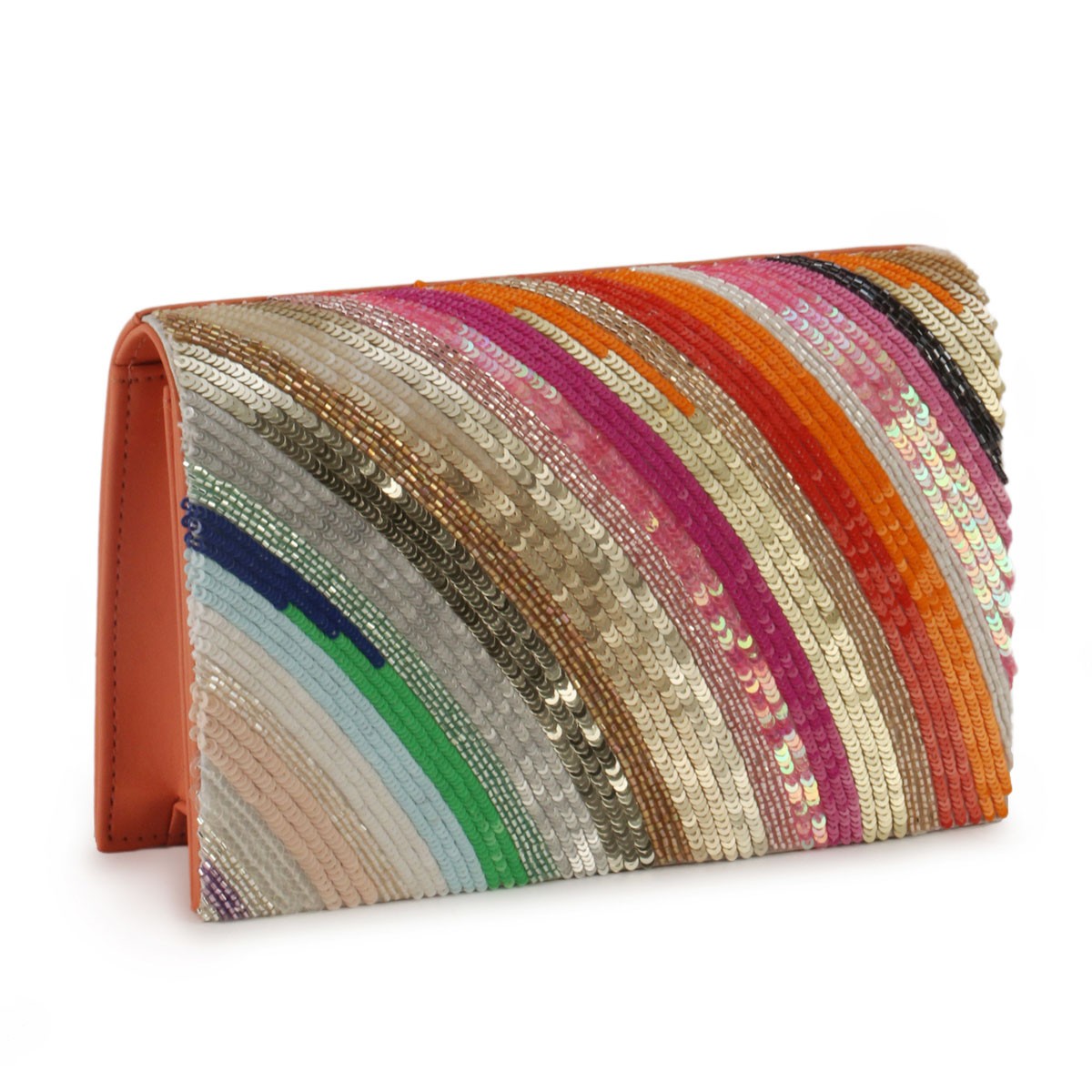 A model showcasing Over The Rainbow Clutch Feature image by The Purple Sack from The Purple Sack's collection