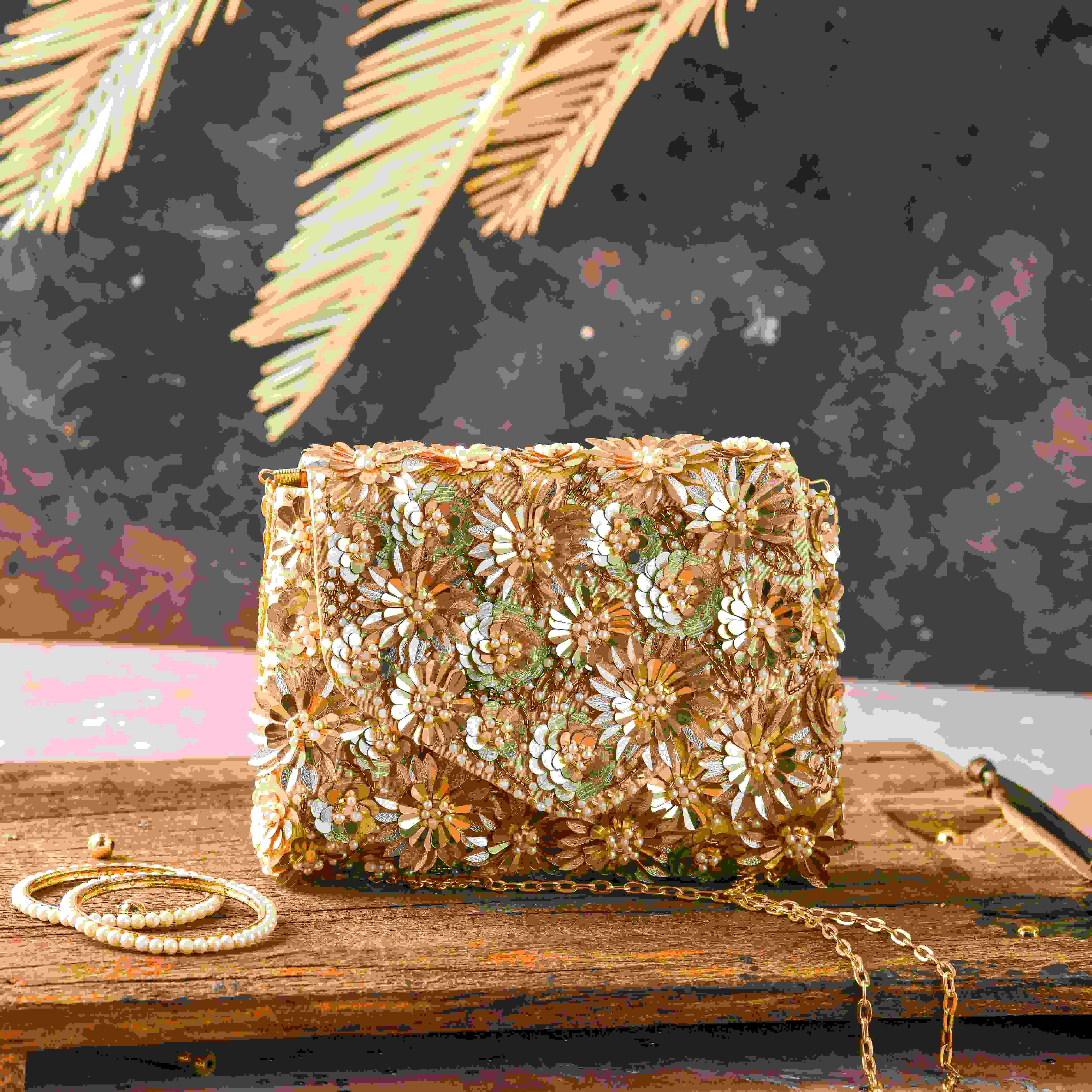 A model showcasing Blaze Sequin Clutch Feature image by The Purple Sack from The Purple Sack's collection