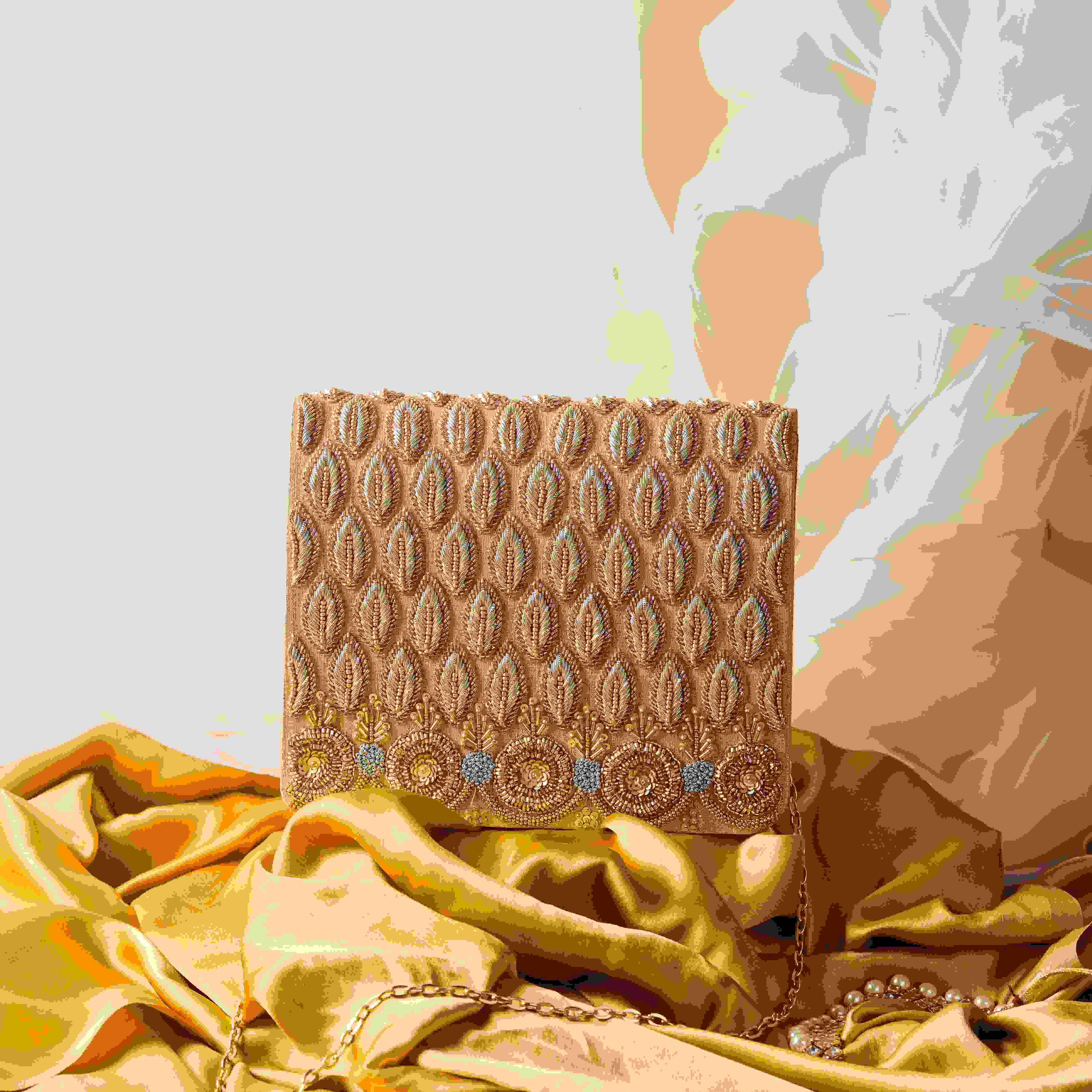 A model showcasing Anaayera Clutch Feature image by The Purple Sack from The Purple Sack's collection