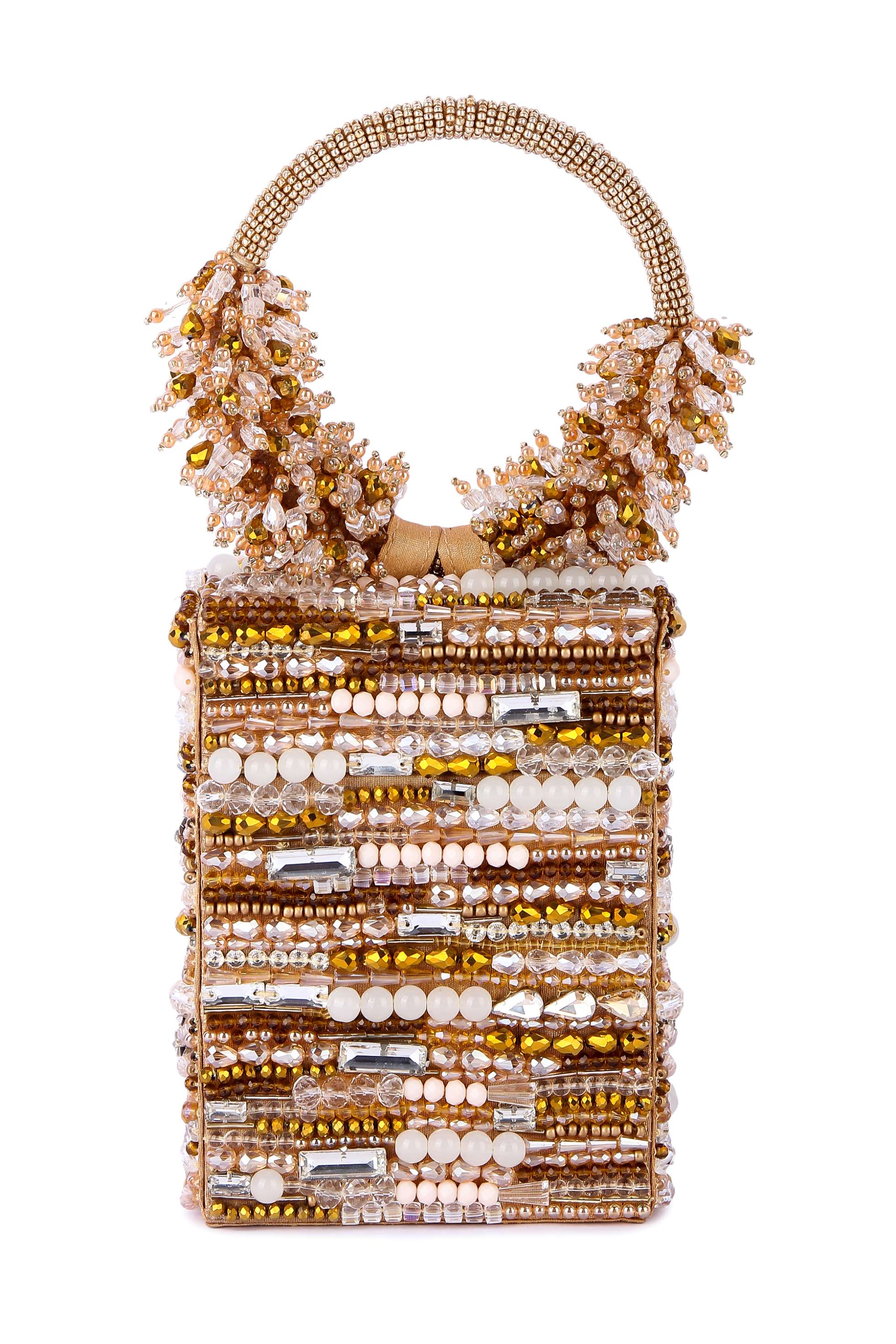 A model showcasing Jhumroo Gold Clutch Feature image by The Purple Sack from The Purple Sack's collection