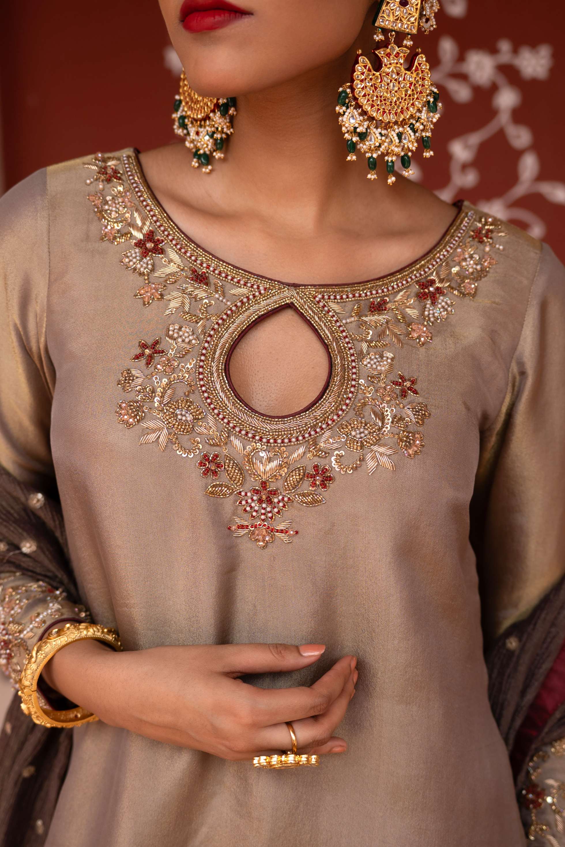 A model showcasing Shahbano Handembroidered Gharara Set by Nikunj from Nikunj's collection