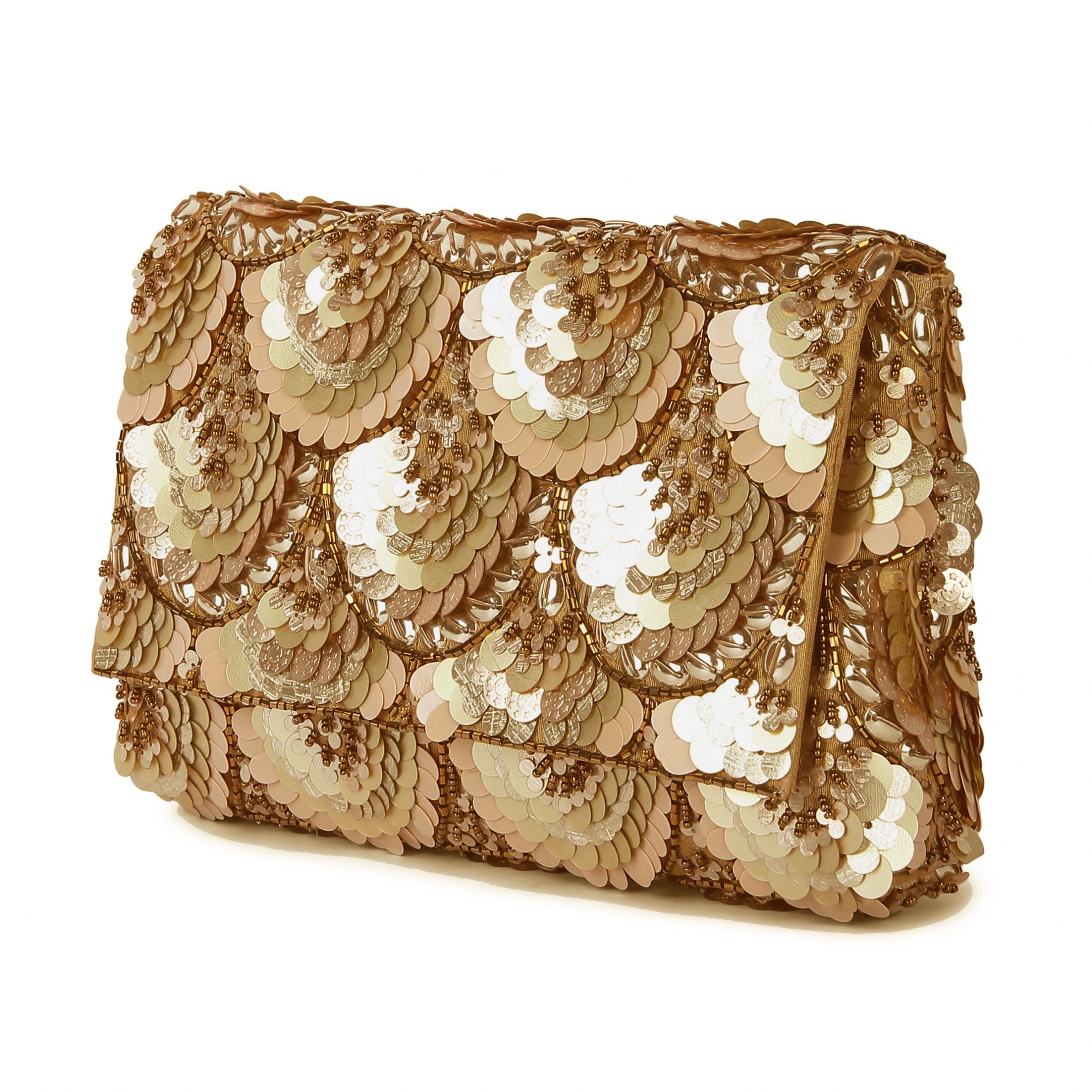 A model showcasing Sequin Sparkle Clutch by The Purple Sack from The Purple Sack's collection