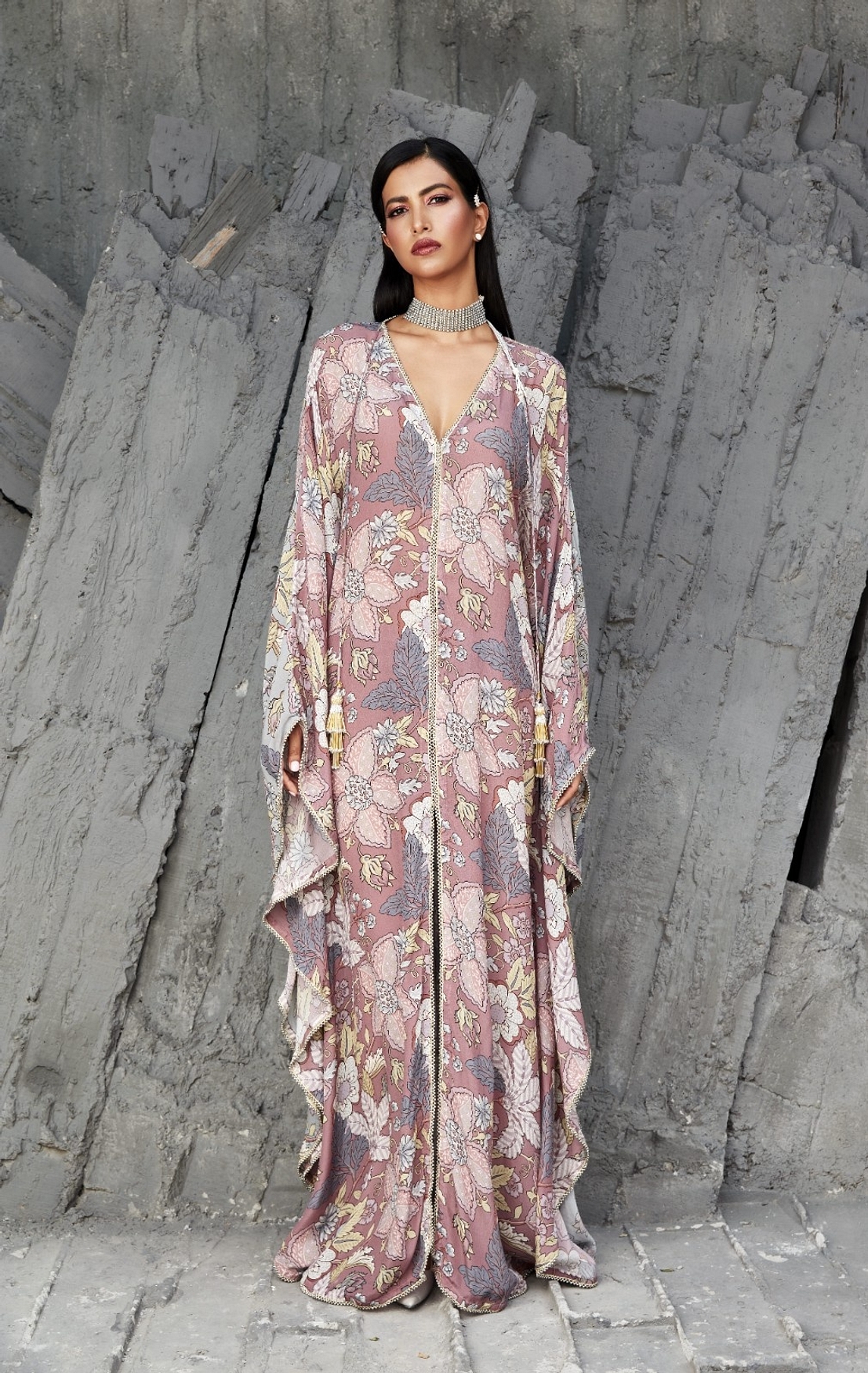 A model showcasing 2 Tone Fluid Kaftan Feature image by Ranian from Ranian's collection