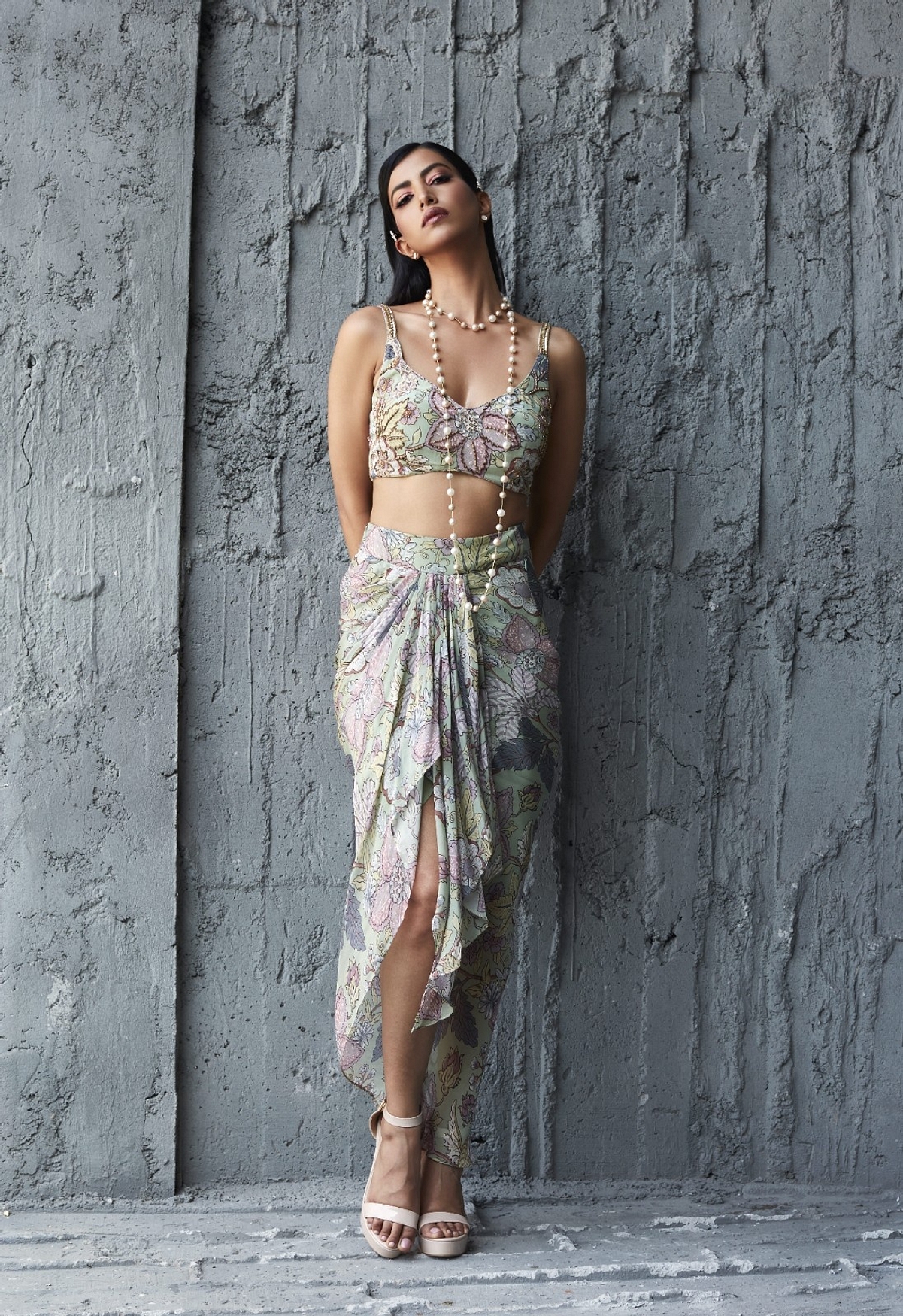 A model showcasing Drape Skirt With Cape Feature image by Ranian from Ranian's collection
