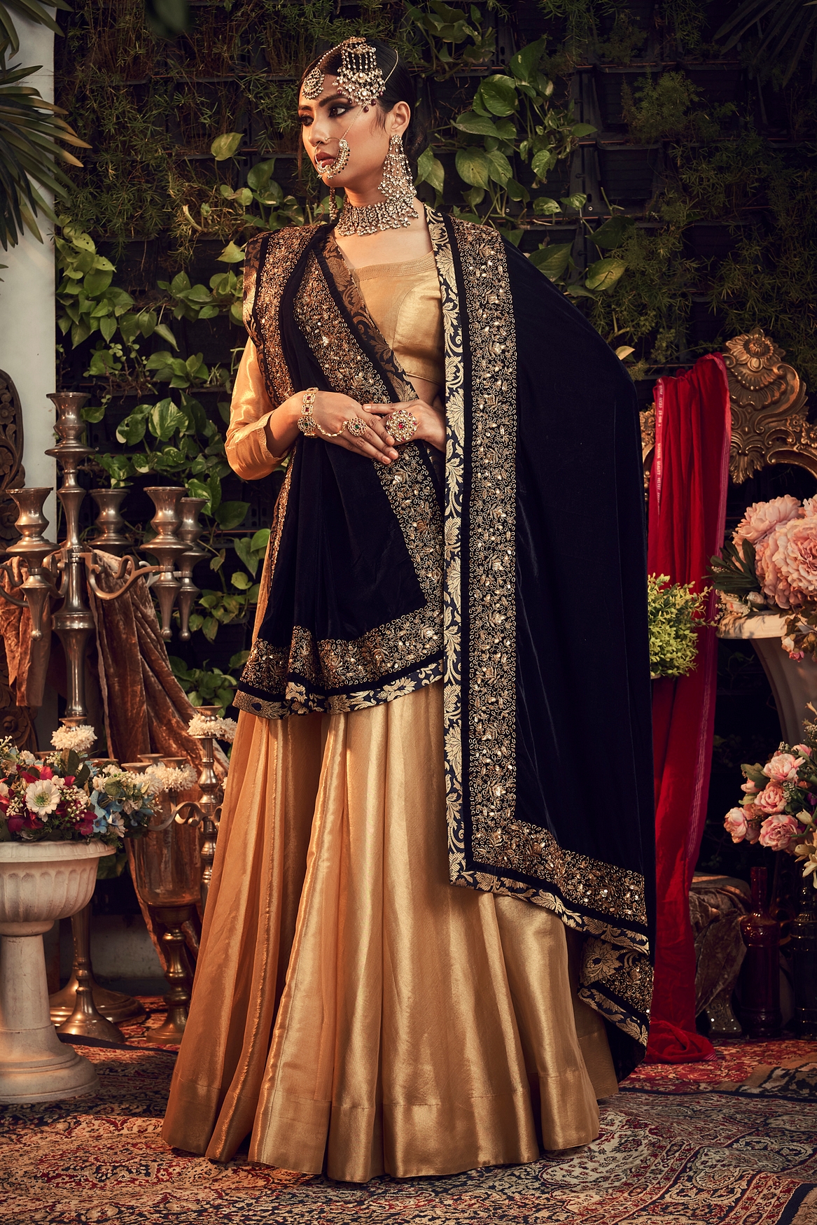 A model showcasing Oxidised Lehenga Set Feature image by Ranian from Ranian's collection