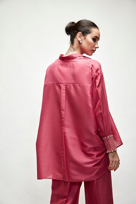 A model showcasing Blush Pink Coord Set by Ranian from Ranian's collection