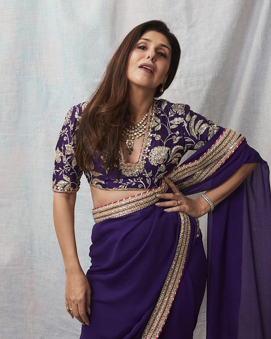 A model showcasing Anaita Shroff In Golconda Myra Saree Set by Gopi Vaid from Gopi Vaid's collection
