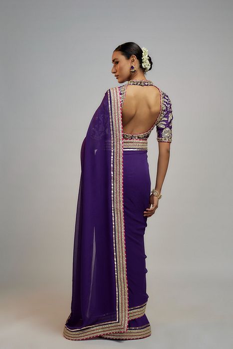 A model showcasing Anaita Shroff In Golconda Myra Saree Set by Gopi Vaid from Gopi Vaid's collection