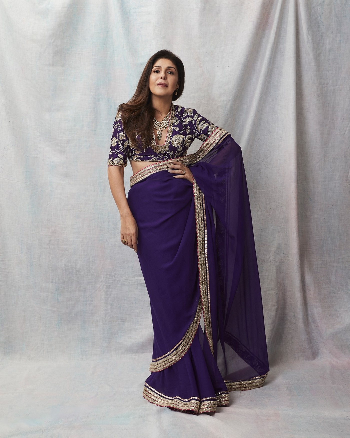 A model showcasing Anaita Shroff In Golconda Myra Saree Set Feature image by Gopi Vaid from Gopi Vaid's collection