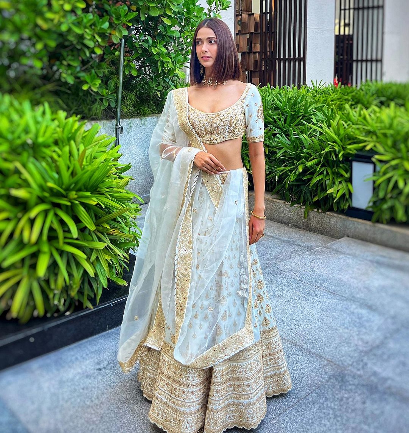 A model showcasing Reha Sukheja In Golconda Shahi Lehenga Set Feature image by Gopi Vaid from Gopi Vaid's collection