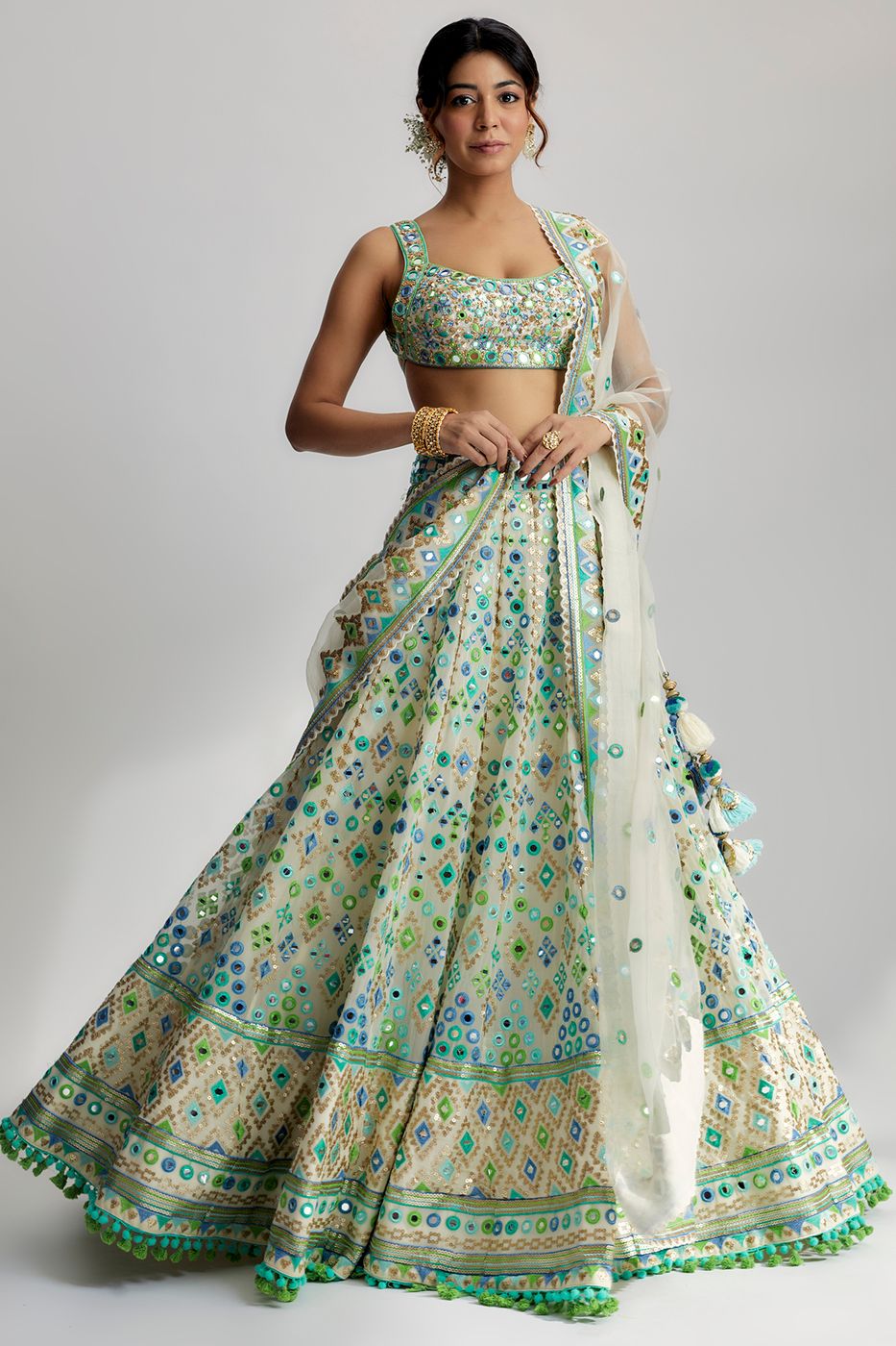 A model showcasing Ivory Avantika Lehenga Feature image by Gopi Vaid from Gopi Vaid's collection