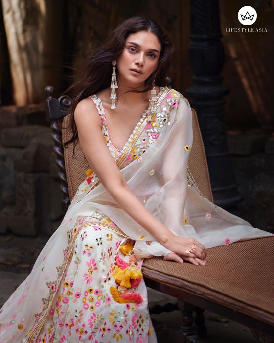 A model showcasing Aditi Rao Hydari In Anika Mela Lehenga Set by Gopi Vaid from Gopi Vaid's collection