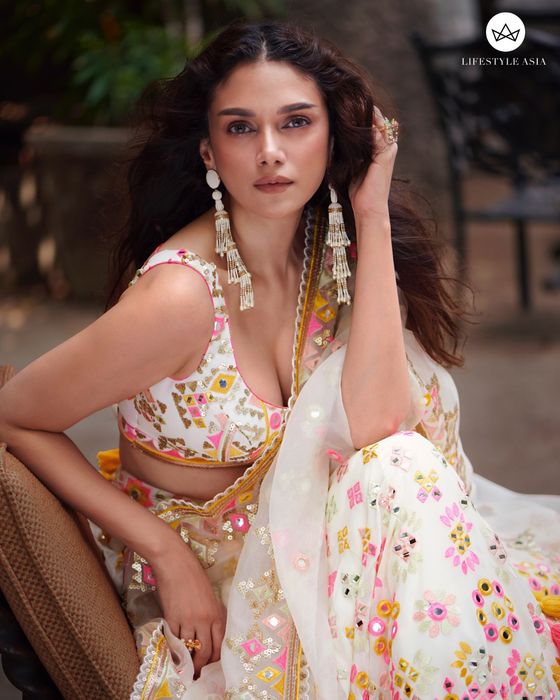 A model showcasing Aditi Rao Hydari In Anika Mela Lehenga Set by Gopi Vaid from Gopi Vaid's collection