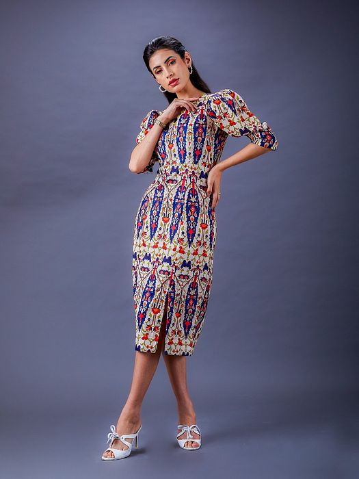A model showcasing Anne Dress by Fuga Clothing from Fuga Clothing's collection A model showcasing Anne Dress by Fuga Clothing from Fuga Clothing's collection