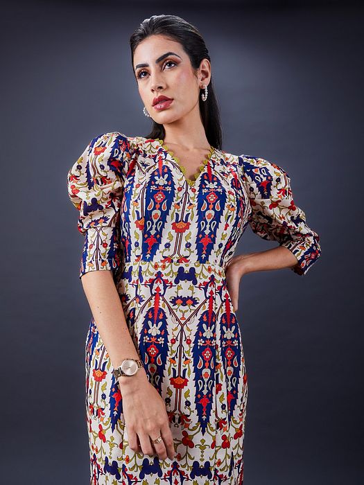 A model showcasing Anne Dress by Fuga Clothing from Fuga Clothing's collection A model showcasing Anne Dress by Fuga Clothing from Fuga Clothing's collection