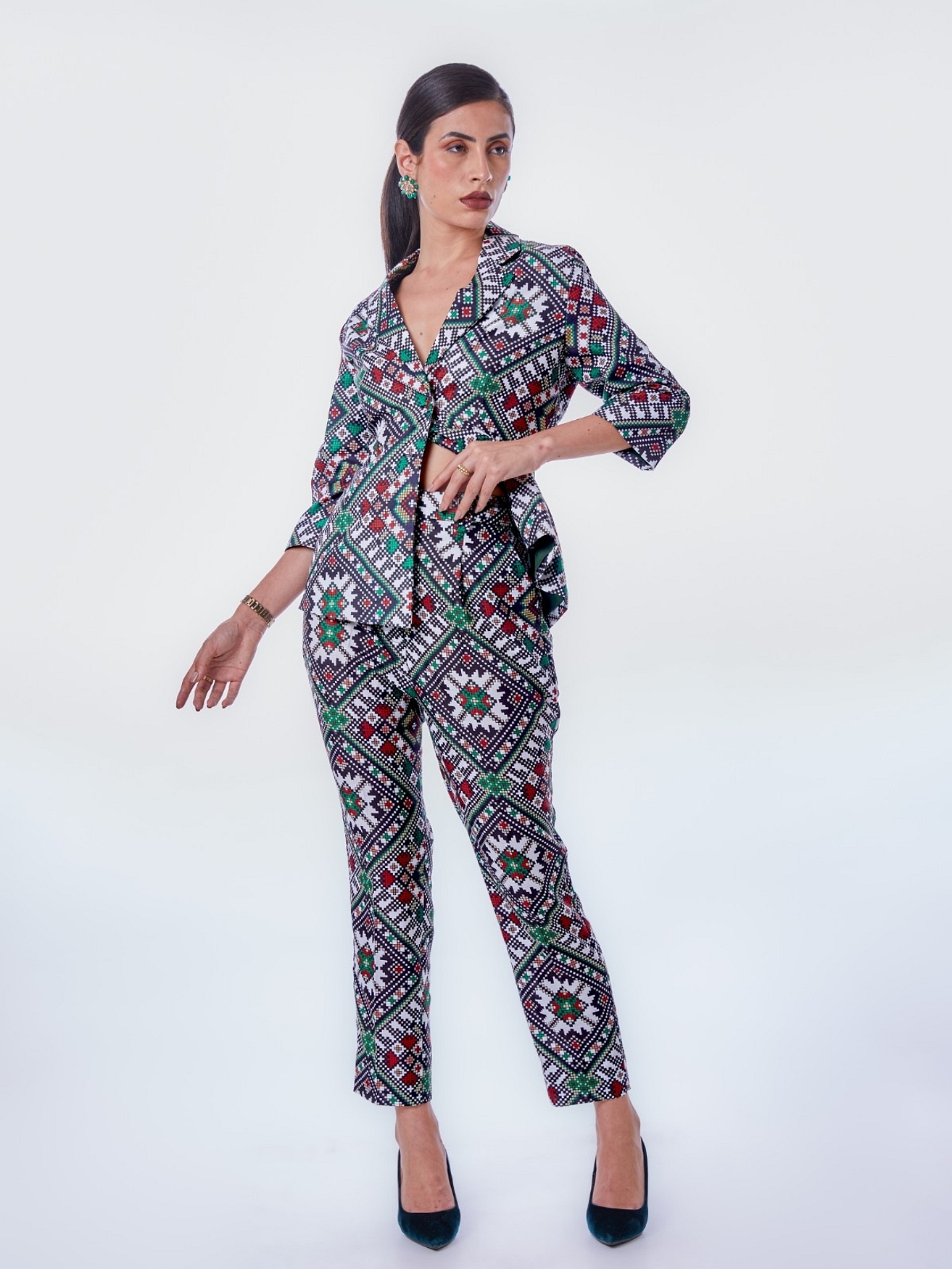 A model showcasing Pixel Patola Coord Set Feature image by Fuga Clothing from Fuga Clothing's collection