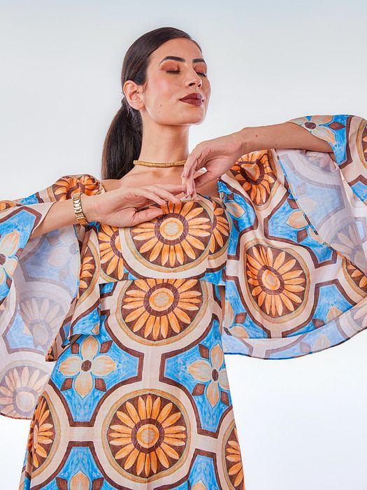 A model showcasing Sunflower Dress by Fuga Clothing from Fuga Clothing's collection A model showcasing Sunflower Dress by Fuga Clothing from Fuga Clothing's collection