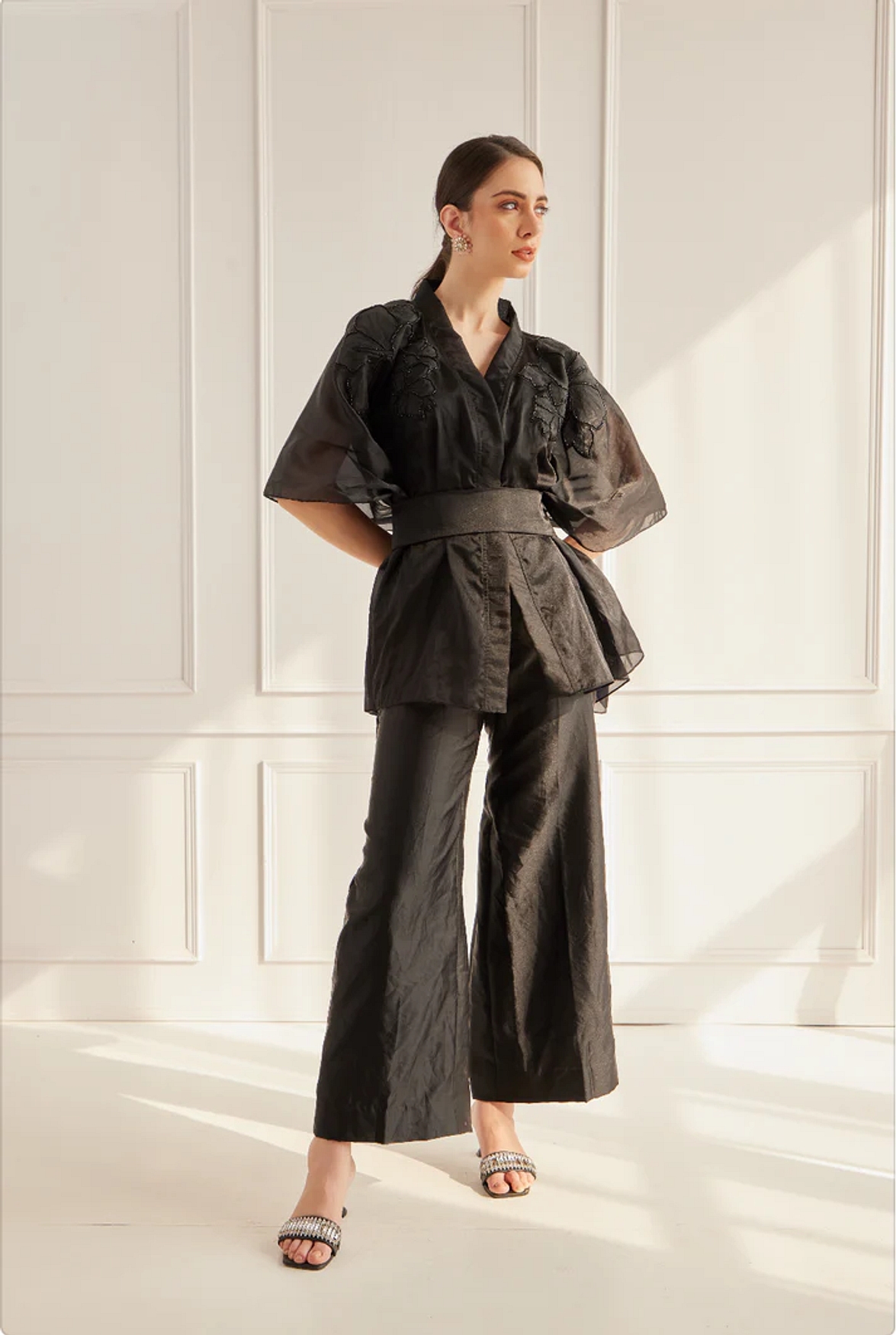 A model showcasing Black Sheer Set Feature image by Fuga Clothing from Fuga Clothing's collection