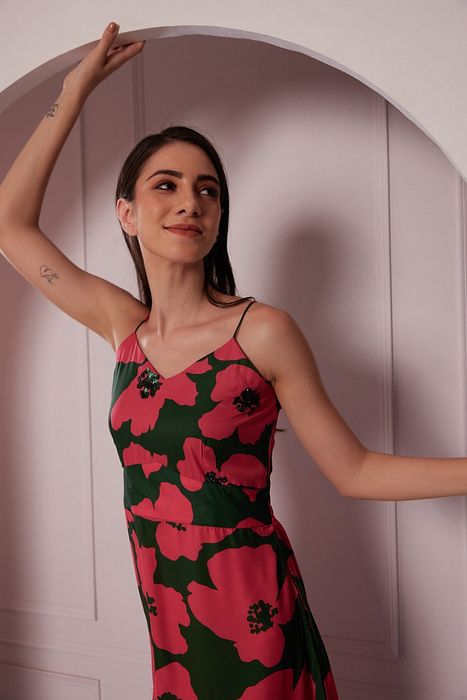 A model showcasing Alice Dress by Fuga Clothing from Fuga Clothing's collection A model showcasing Alice Dress by Fuga Clothing from Fuga Clothing's collection